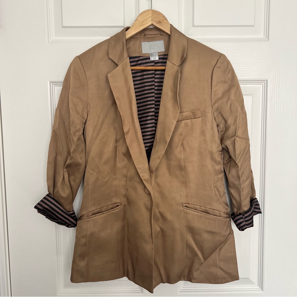 H&M Camel gold bronze Blazer with Striped Lining